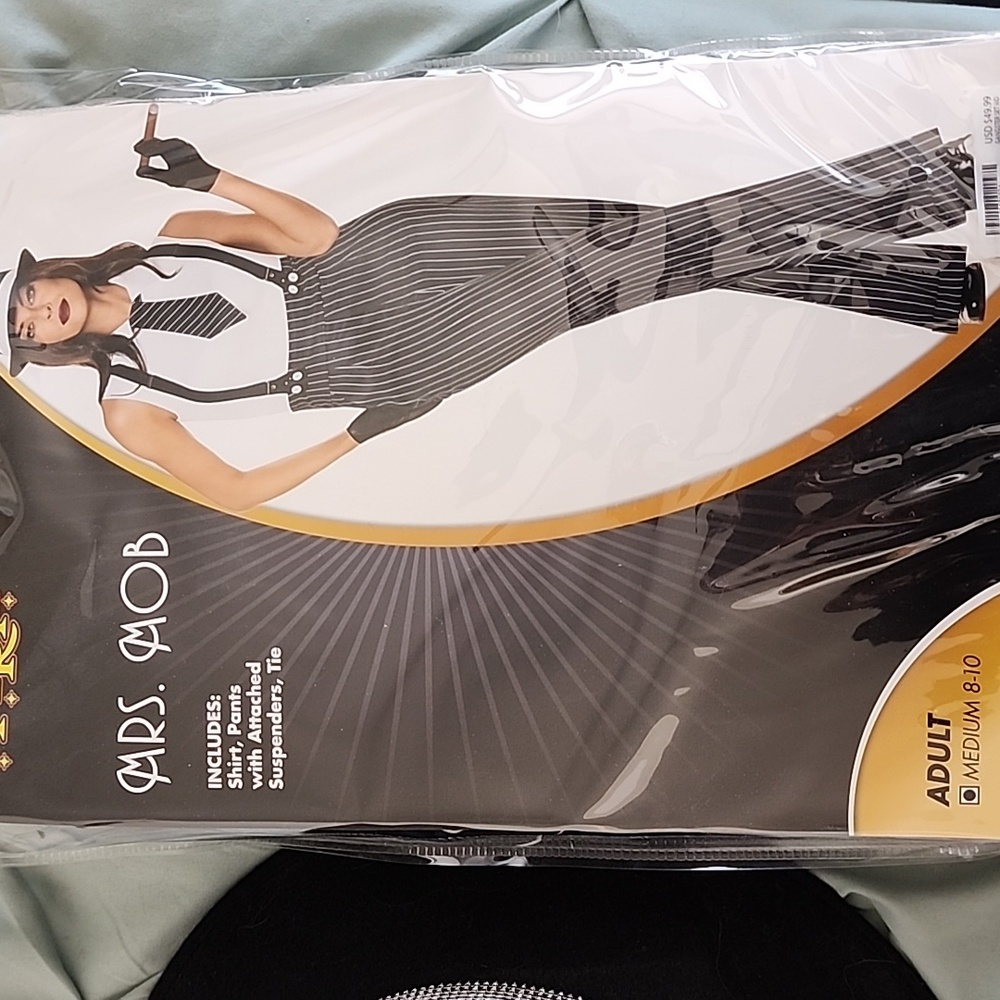 Mrs. Mob Costume with Suspenders and Tie